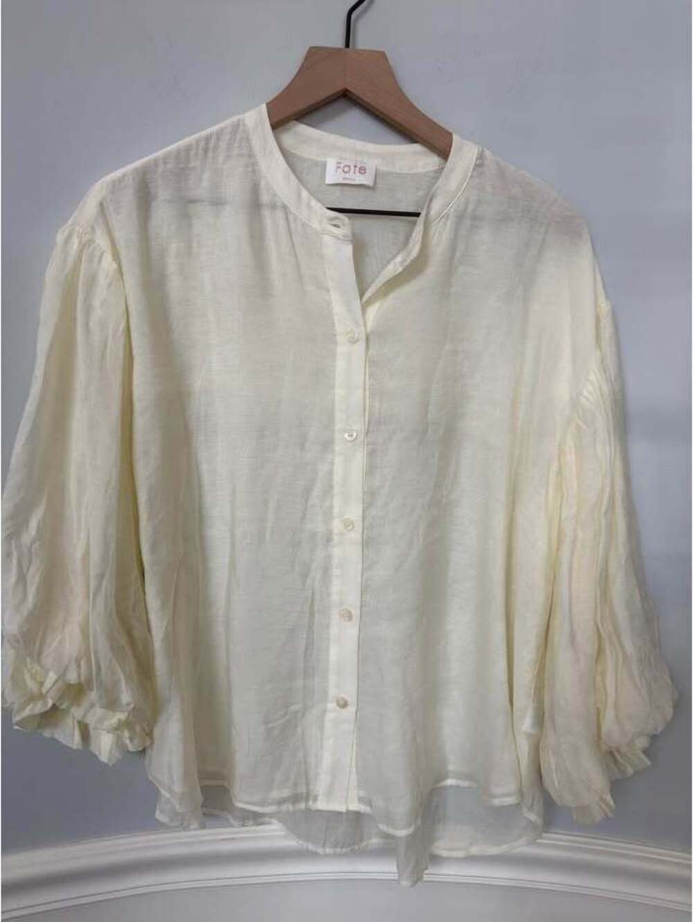 Fate Cream Button-Down Blouse, Size Small
